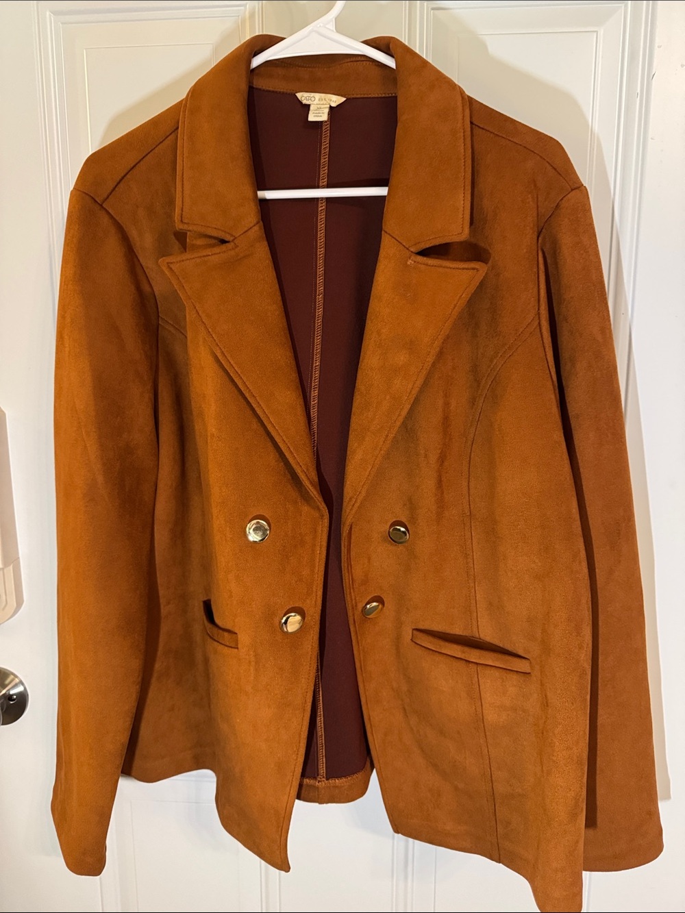 Cato Rust Suede Double-Breasted Blazer